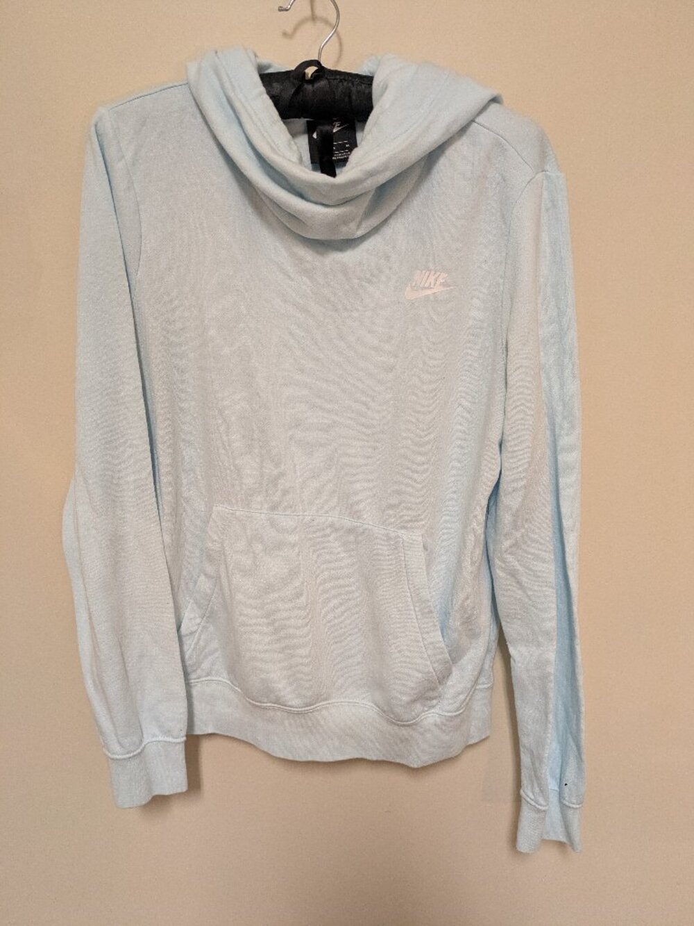 Nike light blue size medium hooded sweatshirt cowl neck cotton women's
